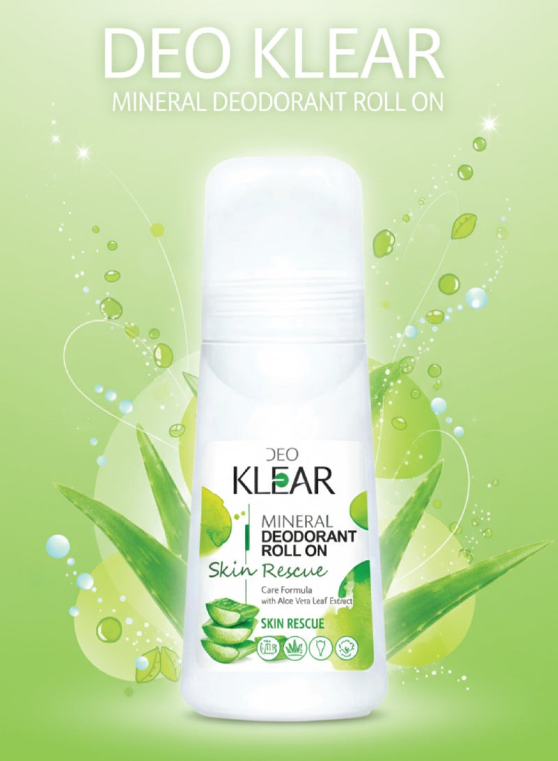 DEO KLEAR Skin Rescue Mineral Deodorant Roll On 65ml - Image 2